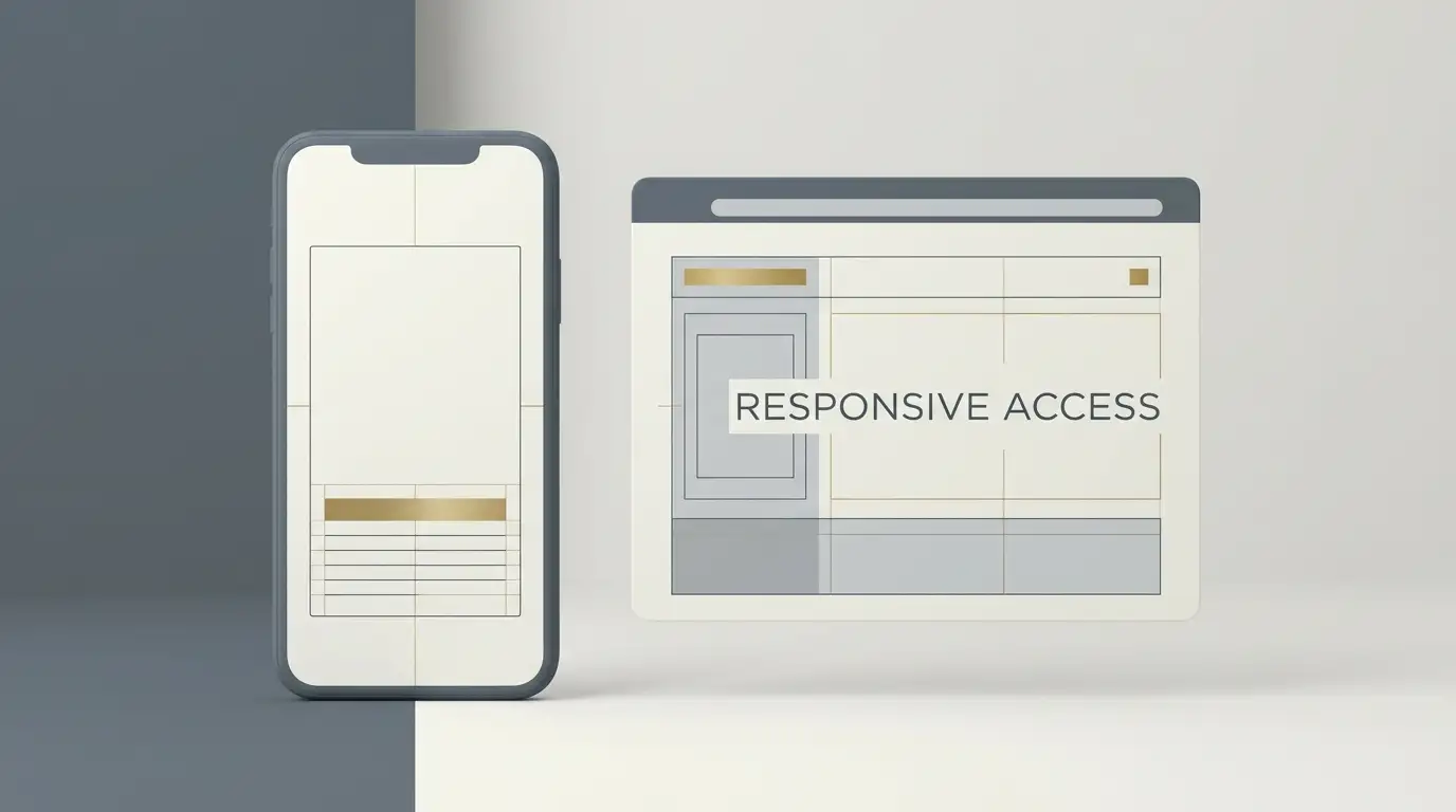 Blank smartphone and browser frame representing mobile web compatibility